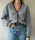Saco bordado unitalla gris