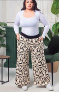 Palazzo Estampado Abstracto Beige Plus Size